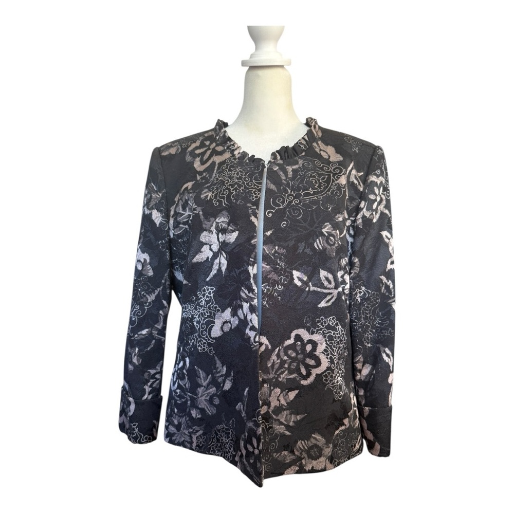 Active Seller! Manhattan Couture Floral Black and Gray Women's Jacket 12